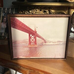 VINTAGE Golden Gate Bridge Framed Film Photograph San Francisco Wall Decor Boho
